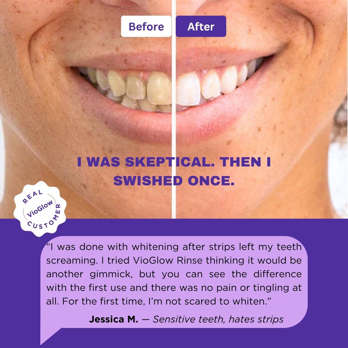 VioGlow Rinse — Purple Color‑Correcting Whitening Mouthwash Sachets