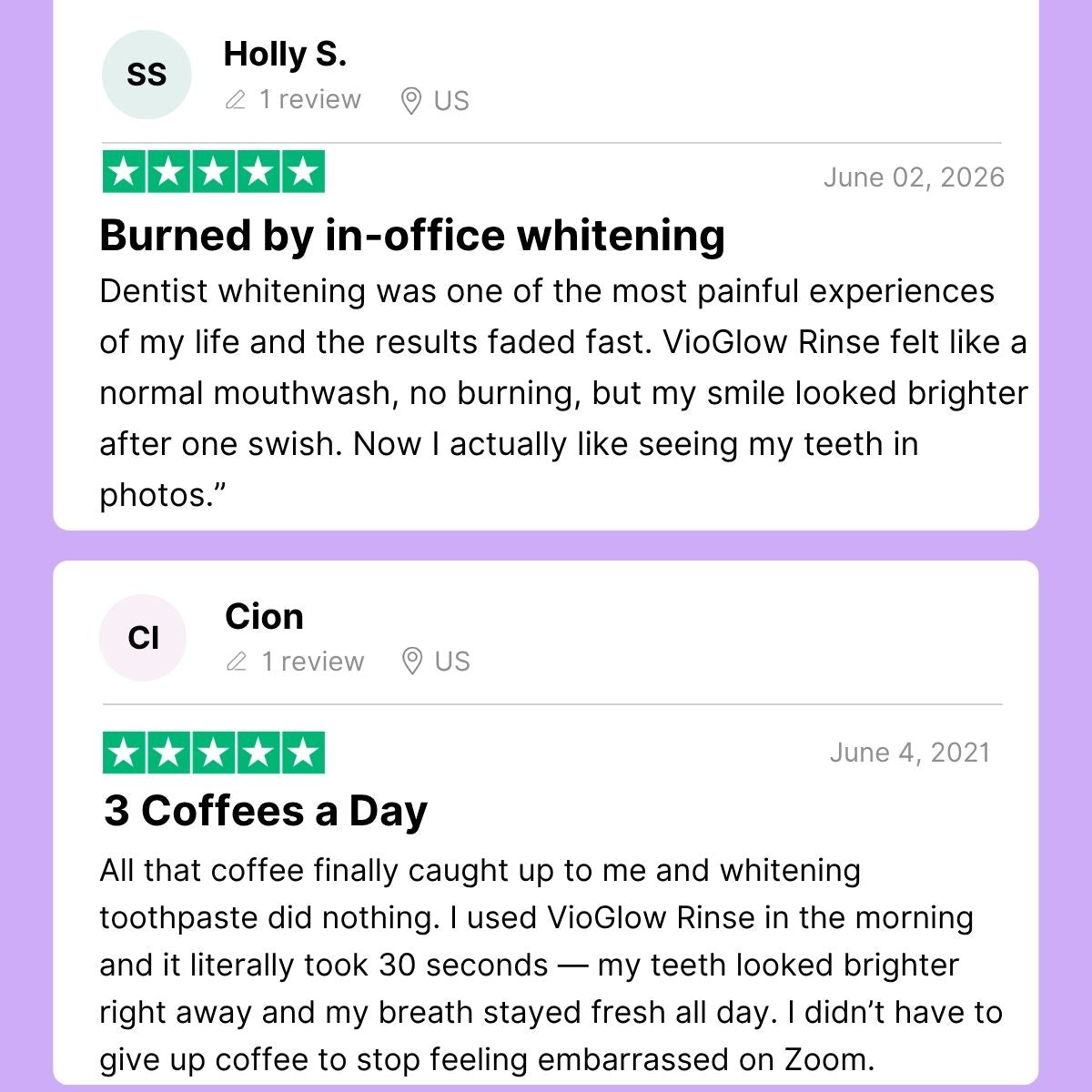 VioGlow Rinse — Purple Color‑Correcting Whitening Mouthwash Sachets
