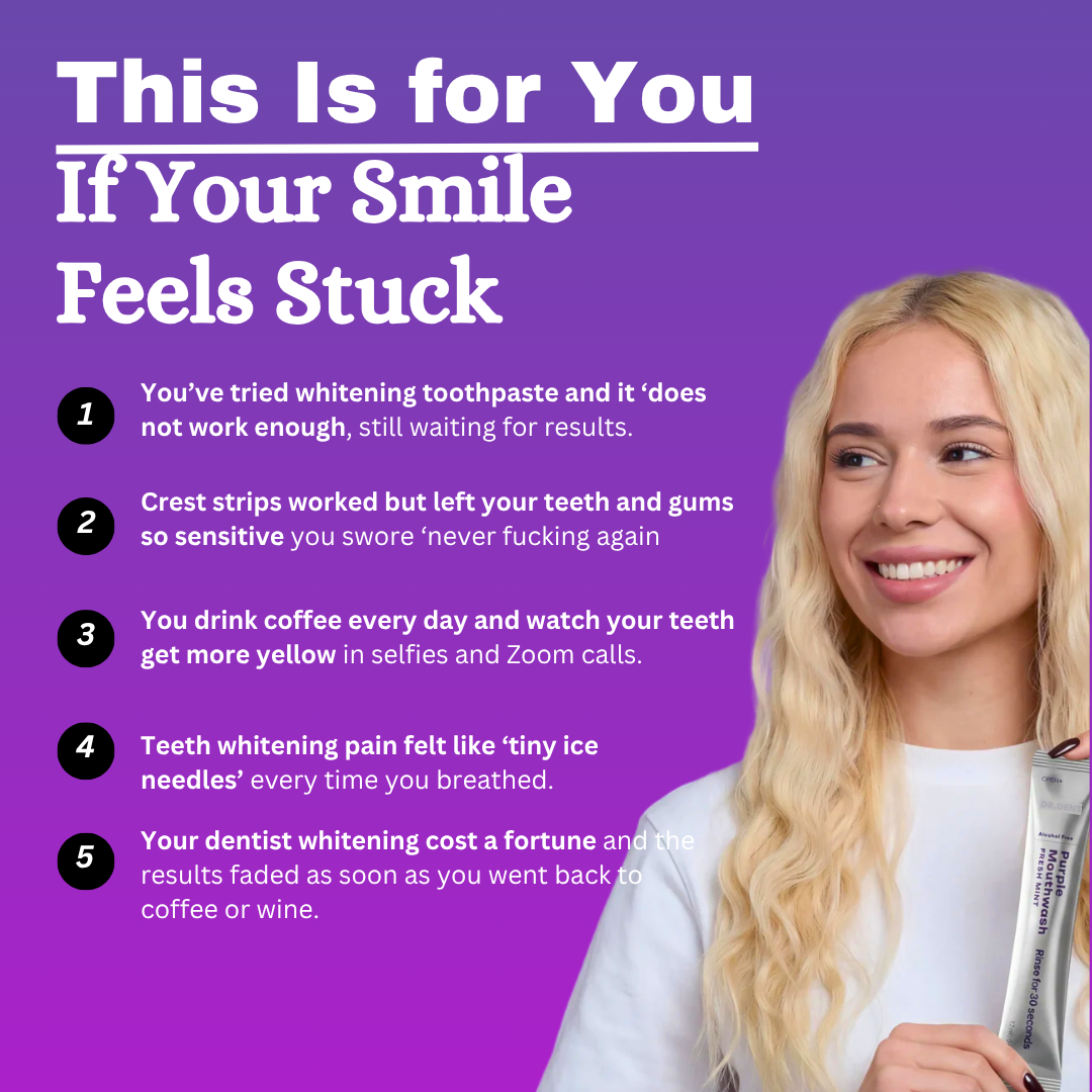 VioGlow Rinse — Purple Color‑Correcting Whitening Mouthwash Sachets