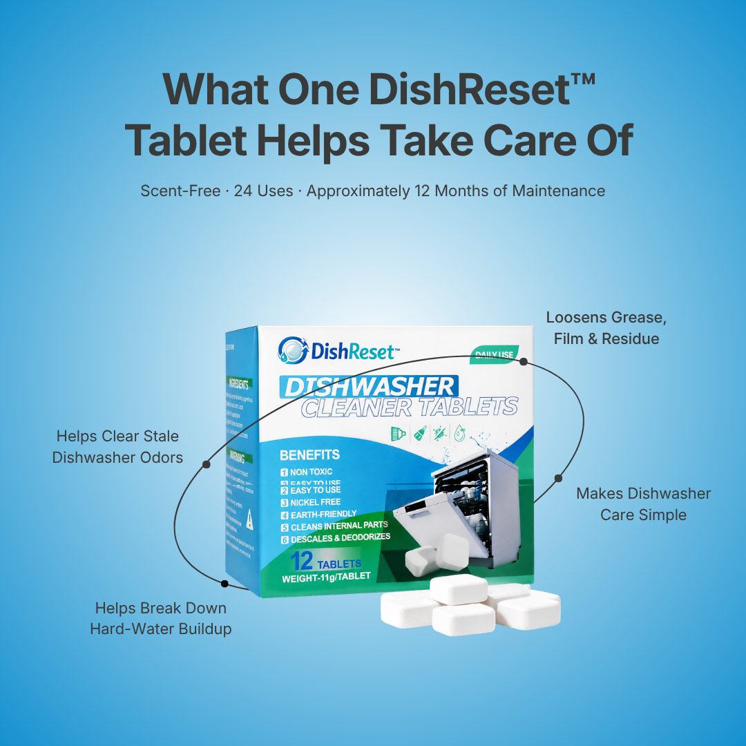 DishReset™-24-Count Dishwasher Cleaner, Deodorizer & Descaler